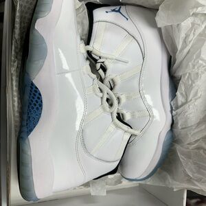 Jordan White and Blue Patent Leather Sneakers